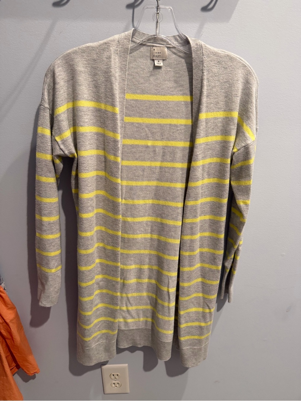 a new day Gray Sweater with Yellow Stripe